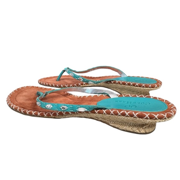 Cole Haan Turquoise Wedge Crystal Sandals 8 - Picture 11 of 11